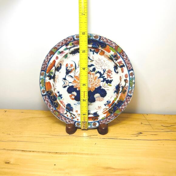 Antique 1813-1820 Masons Ironstone 6" Plate Water Lily Pattern, Signed 2/2 - 6" - Picture 4 of 5